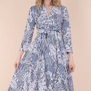 Max & Co  Bandolo Long Sleeve Printed Flared Midi Dress